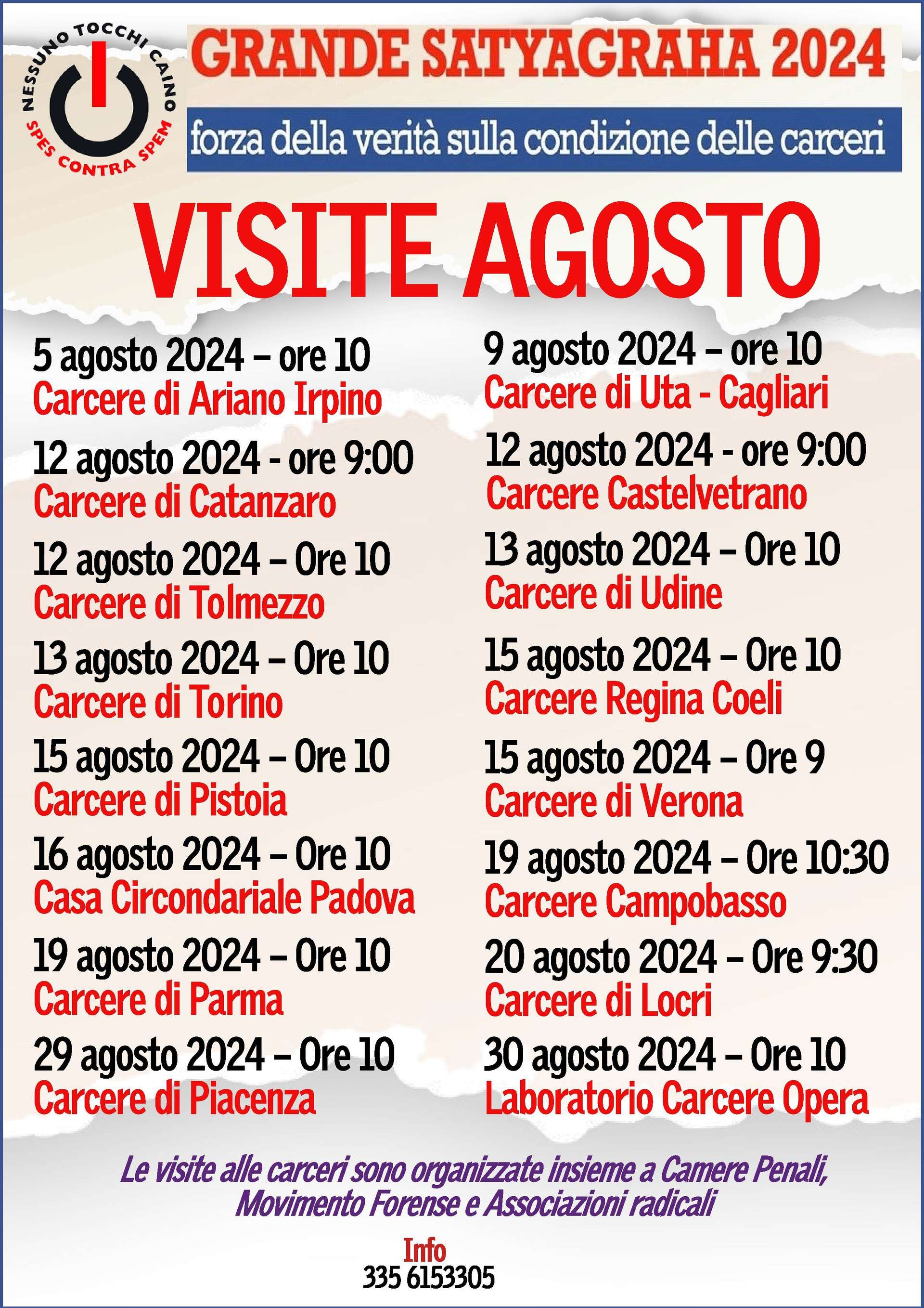 Calendario visite agosto 2024